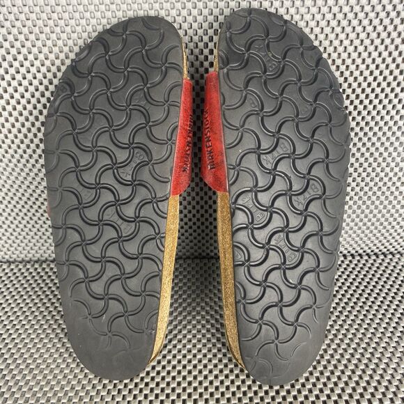 Birkenstock Madrid Sandals Womens 37 Red Buckle Slide On Casual Made In Germany - Picture 15 of 15